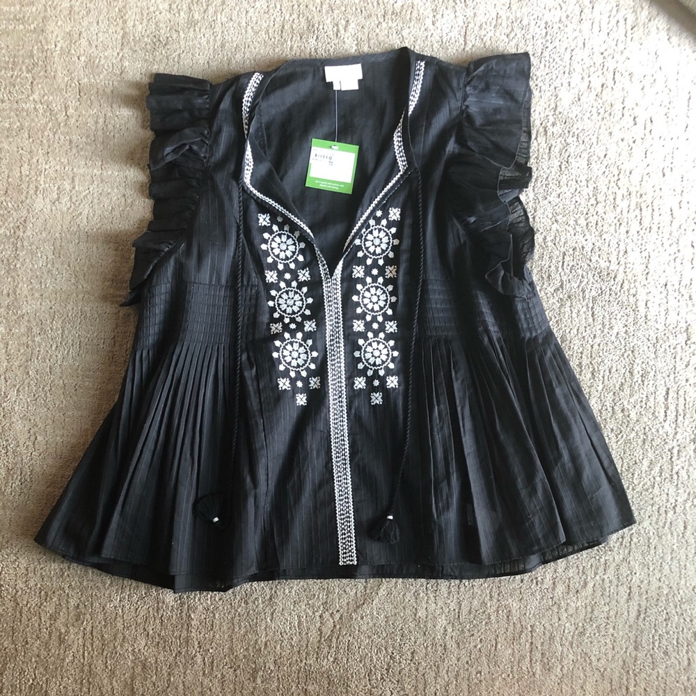 NWT Kate Spade Embroidered Tassel Top